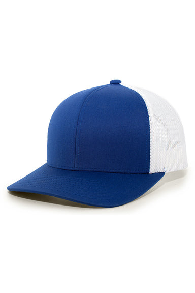 Pacific Headwear 104C Mens Snapback Trucker Hat Royal Blue/White Front
