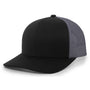 Pacific Headwear Mens Snapback Trucker Mesh Hat - Black/Graphite Grey - NEW