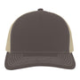 Pacific Headwear Mens Contrast Stitch Snapback Mesh Trucker Hat - Brown/Khaki