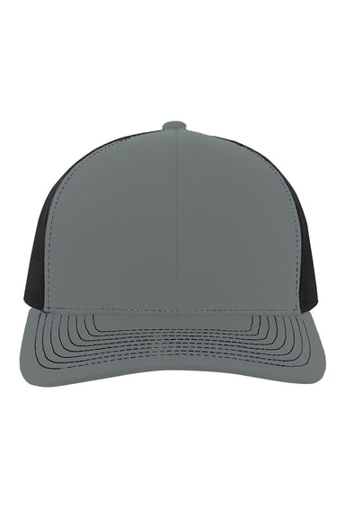 Pacific Headwear 104S Mens Contrast Stitch Snapback Trucker Hat Graphite Grey/Black Front