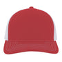 Pacific Headwear Mens Contrast Stitch Snapback Mesh Trucker Hat - Red/White