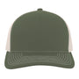 Pacific Headwear Mens Contrast Stitch Snapback Mesh Trucker Hat - Moss Green/Beige