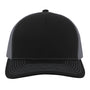 Pacific Headwear Mens Contrast Stitch Snapback Mesh Trucker Hat - Black/Graphite Grey