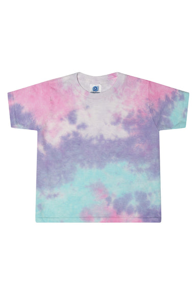 Tie-Dye 1050CD Womens Cropped Short Sleeve Crewneck T-Shirt Cotton Candy Flat Front