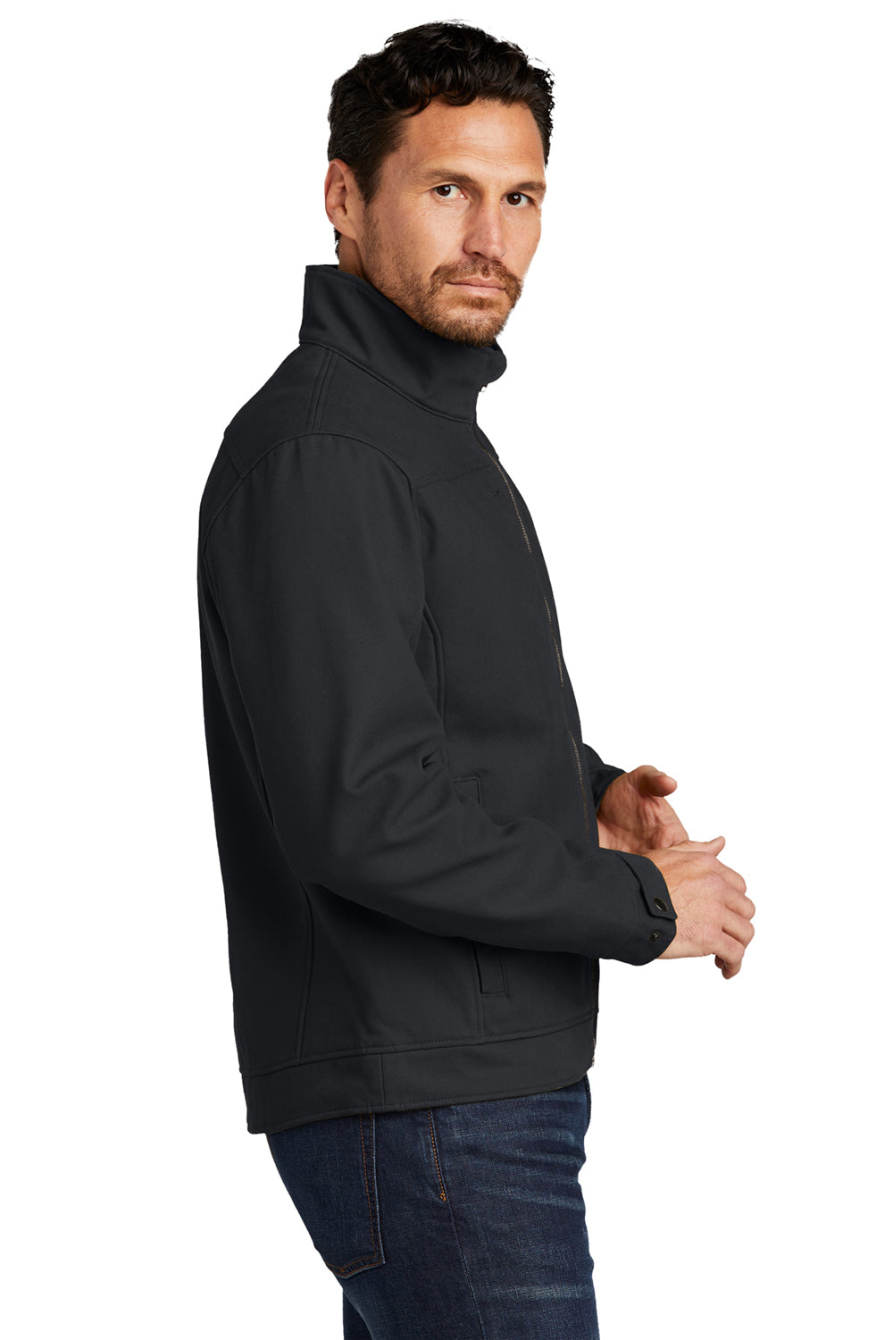 CornerStone Mens Duck Cloth Full Zip Jacket Charcoal Grey Side