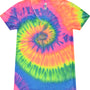 Tie-Dye Womens Short Sleeve V-Neck T-Shirt - Neon Rainbow - NEW
