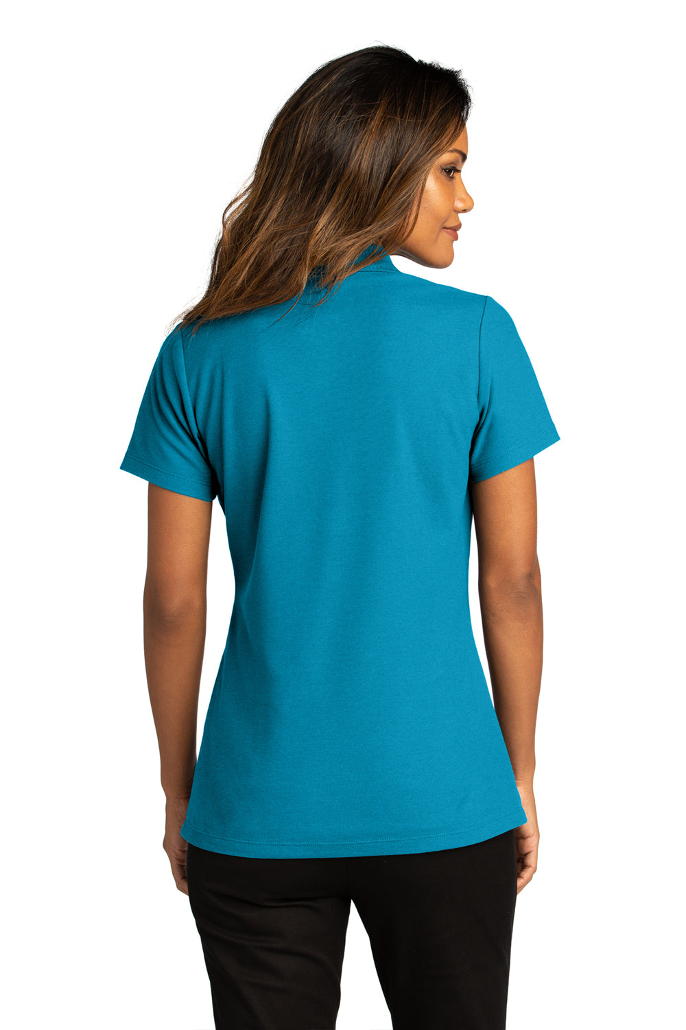 Port Authority Womens React SuperPro Snag Resistant Short Sleeve Polo Shirt Parcel Blue Back