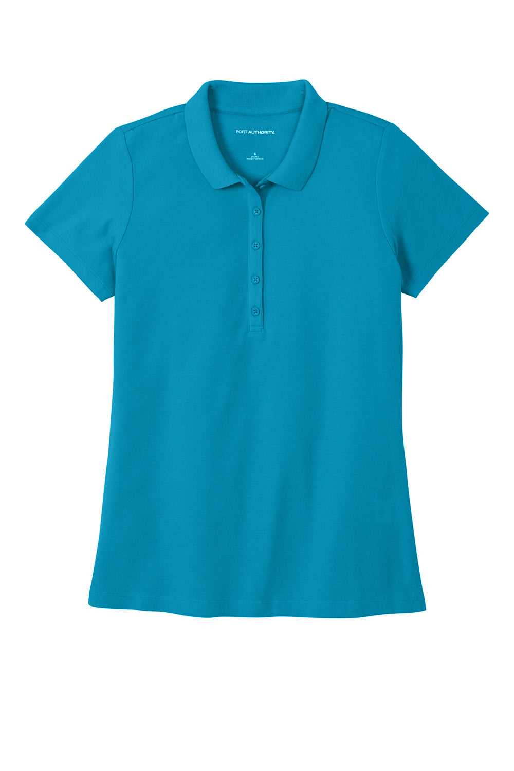 Port Authority Womens React SuperPro Snag Resistant Short Sleeve Polo Shirt Parcel Blue Flat Front