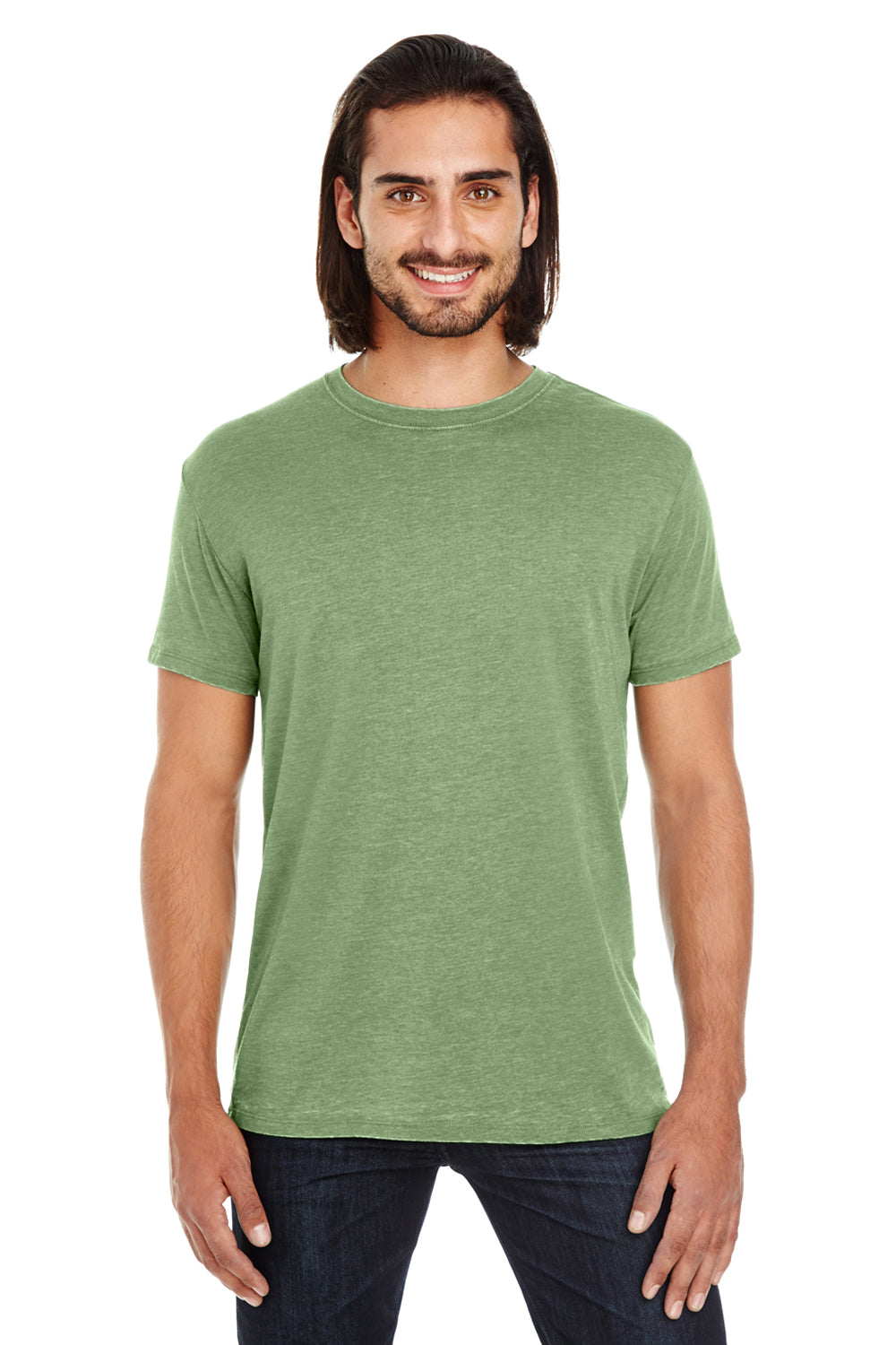 Threadfast Apparel 108A Mens Vintage Dye Short Sleeve Crewneck T-Shirt Grass Green Front