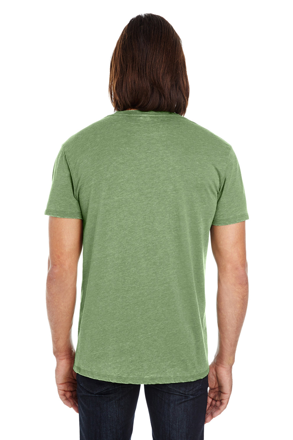 Threadfast Apparel 108A Mens Vintage Dye Short Sleeve Crewneck T-Shirt Grass Green Back