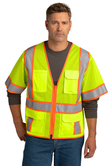 CornerStone Mens ANSI 107 Class 3 Surveyor Mesh Zipper Vest w/ Pocket Safety Yellow Front