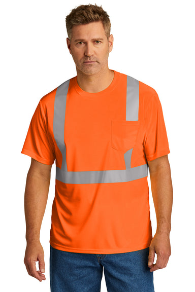 CornerStone Mens ANSI 107 Class 2 Short Sleeve Crewneck T-Shirt Safety Orange Front
