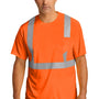 CornerStone Mens ANSI 107 Class 2 Moisture Wicking Short Sleeve Crewneck T-Shirt w/ Pocket - Safety Orange