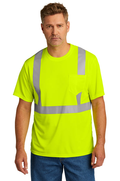 CornerStone Mens ANSI 107 Class 2 Short Sleeve Crewneck T-Shirt Safety Yellow Front