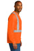 CornerStone Mens ANSI 107 Class 2 Short Long Sleeve Crewneck T-Shirt Safety Orange Side