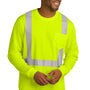 CornerStone Mens ANSI 107 Class 2 Moisture Wicking Long Sleeve Crewneck T-Shirt w/ Pocket - Safety Yellow
