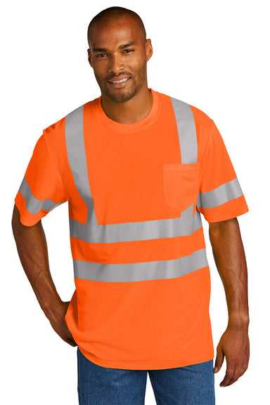 CornerStone Mens ANSI 107 Class 3 Short Sleeve Crewneck T-Shirt Safety Orange Front