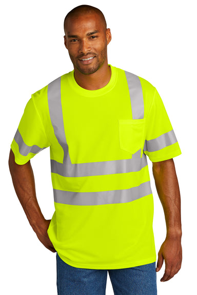 CornerStone Mens ANSI 107 Class 3 Short Sleeve Crewneck T-Shirt Safety Yellow Front