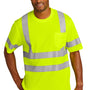 CornerStone Mens ANSI 107 Class 3 Moisture Wicking Short Sleeve Crewneck T-Shirt w/ Pocket - Safety Yellow