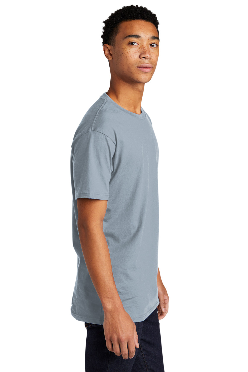 Next Level NL3600/3600 Mens Fine Jersey Short Sleeve Crewneck T-Shirt Stonewash Denim Blue Side