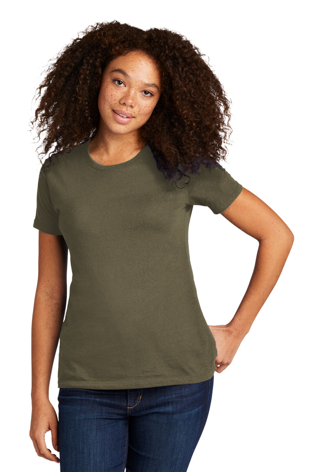 Next Level NL3900/N3900/3900 Womens Boyfriend Fine Jersey Short Sleeve Crewneck T-Shirt Military Green Front