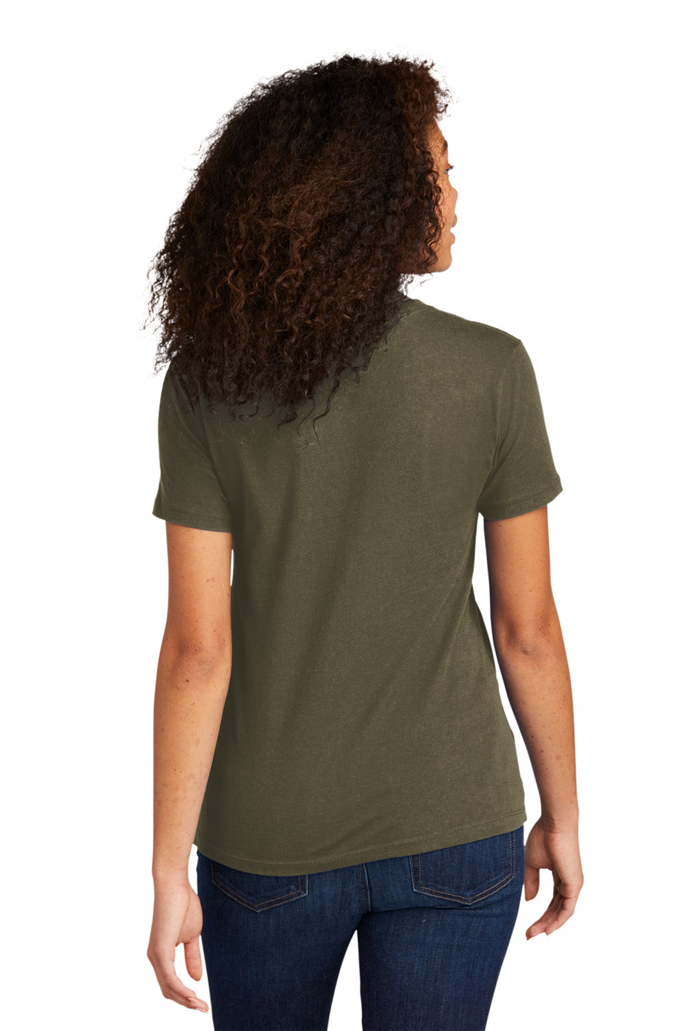 Next Level NL3900/N3900/3900 Womens Boyfriend Fine Jersey Short Sleeve Crewneck T-Shirt Military Green Back