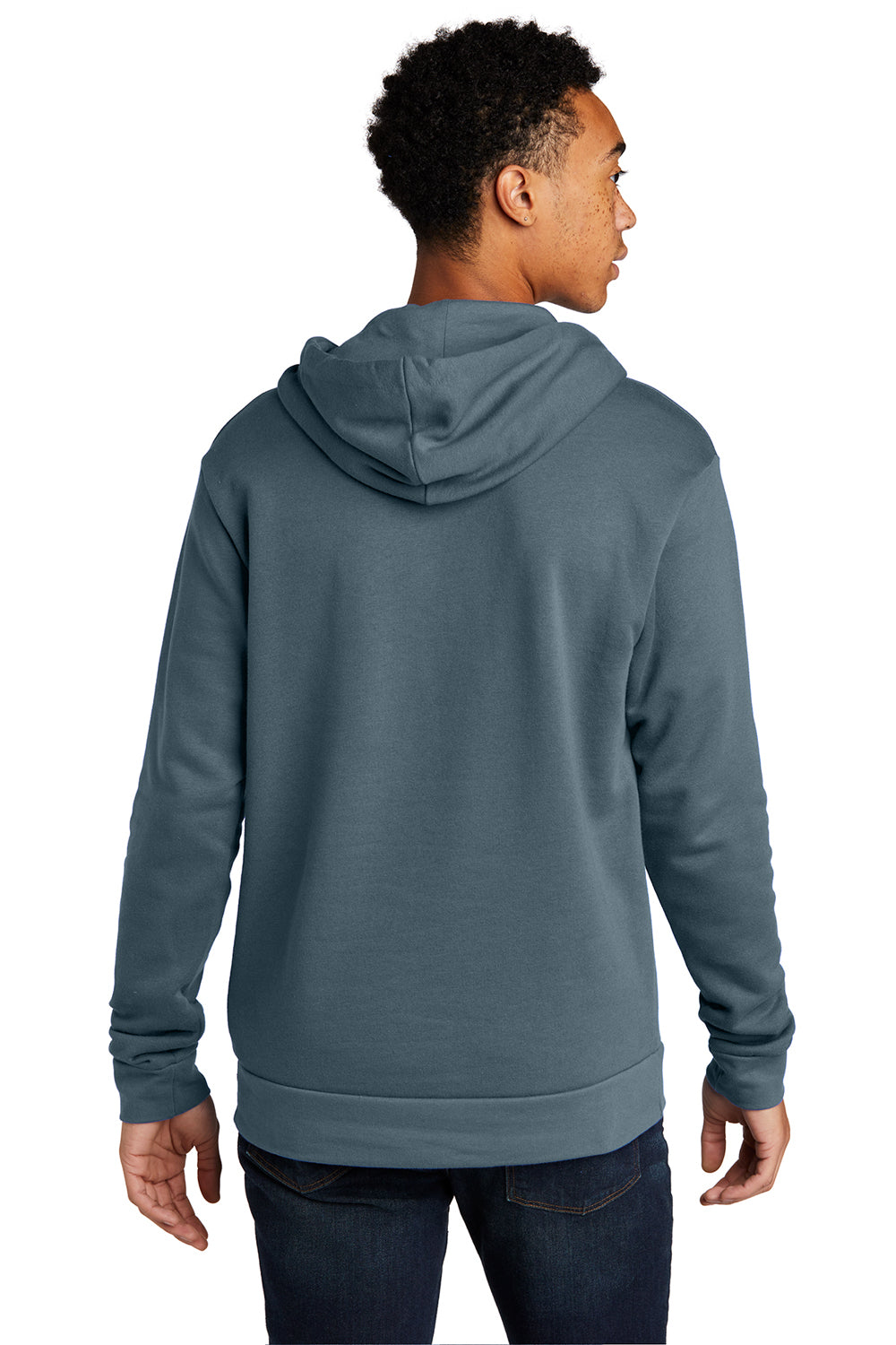 Next Level Mens Fleece Hooded Sweatshirt Hoodie Antique Denim Blue Back