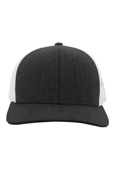Pacific Headwear 110CPH Mens Snapback Trucker Hat Heather Black/White Front