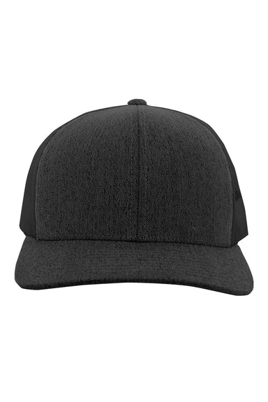 Pacific Headwear 110CPH Mens Snapback Trucker Hat Heather Black/Black Front