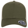 Flexfit Mens Mesh Adjustable Hat - Olive Green/Khaki - NEW
