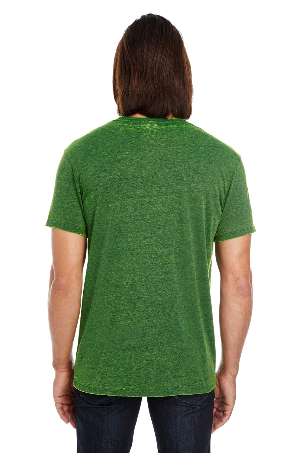 Threadfast Apparel 115A Mens Cross Dye Short Sleeve Crewneck T-Shirt Emerald Green Back