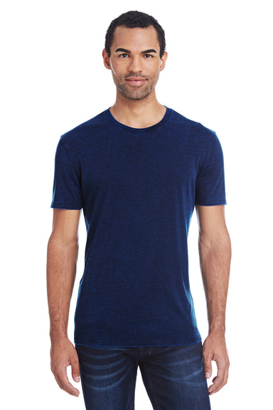 Threadfast Apparel 115A Mens Cross Dye Short Sleeve Crewneck T-Shirt Electric Blue Front