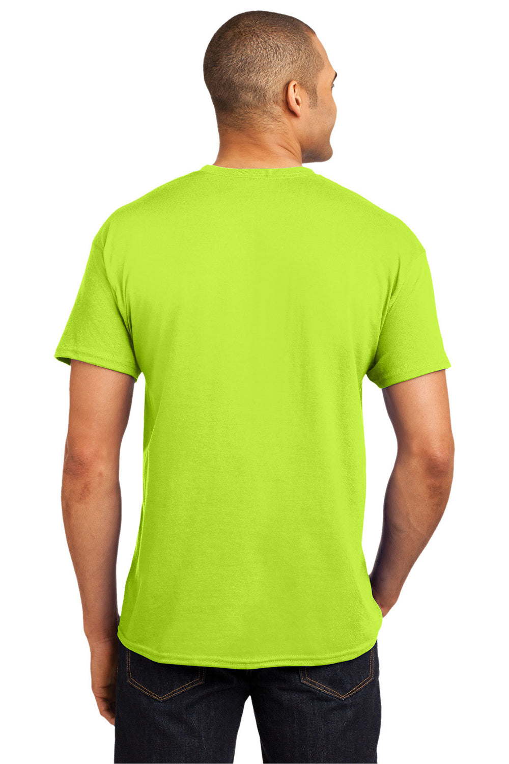 Hanes 5170 Mens EcoSmart Short Sleeve Crewneck T-Shirt Safety Green Back
