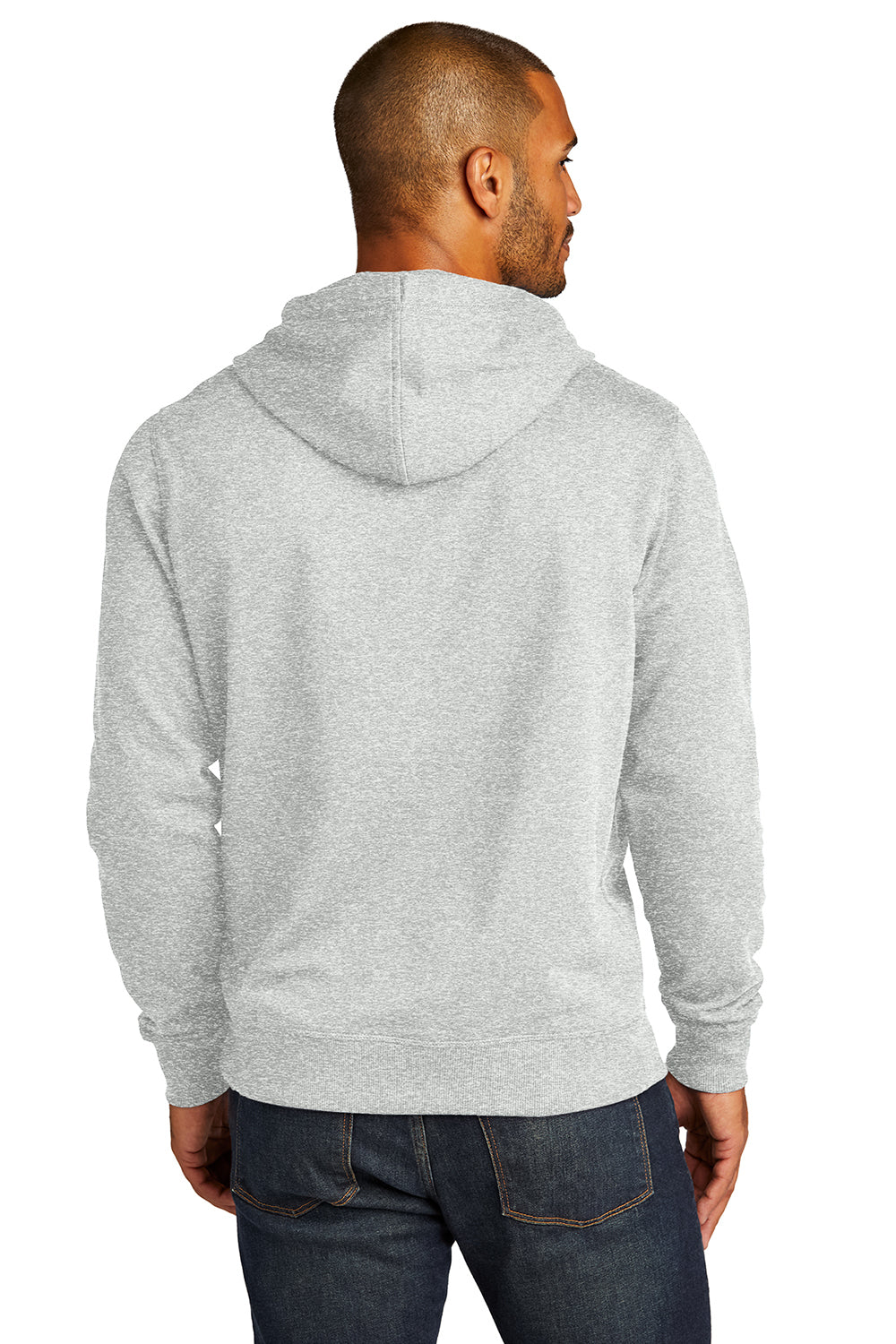 District DT8100 Mens Re-Fleece Hooded Sweatshirt Hoodie Ash Grey Back