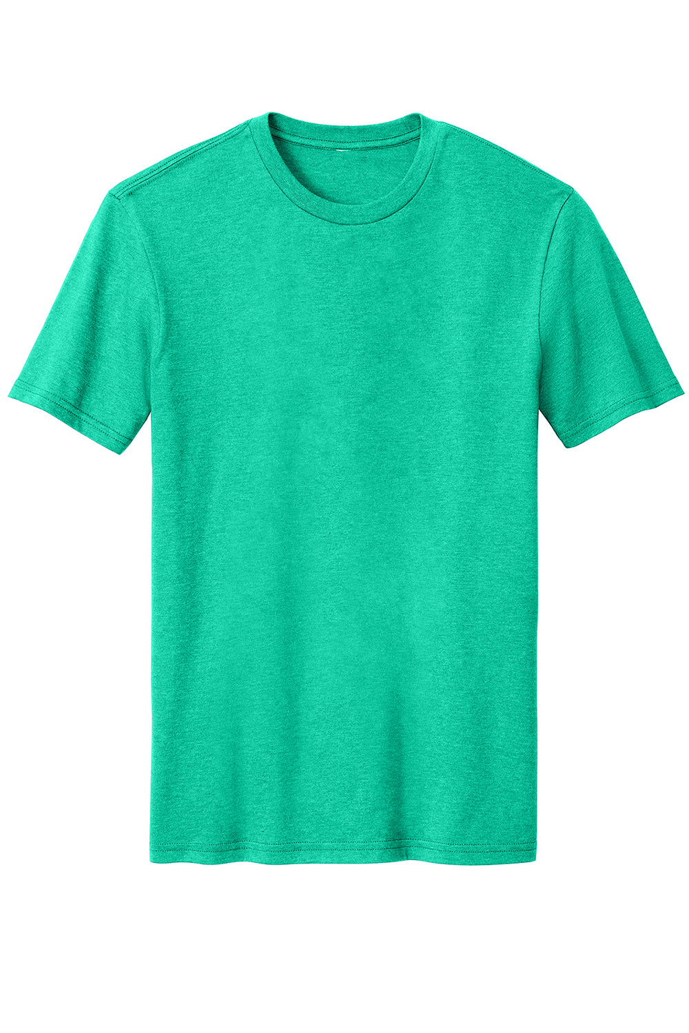 District DM108 Mens Perfect Blend Short Sleeve Crewneck T-Shirt Heather Aqua Blue Flat Front