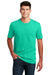 District DM108 Mens Perfect Blend Short Sleeve Crewneck T-Shirt Heather Aqua Blue Front