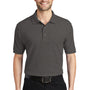 Port Authority Mens Silk Touch Wrinkle Resistant Short Sleeve Polo Shirt - Heather Charcoal Grey
