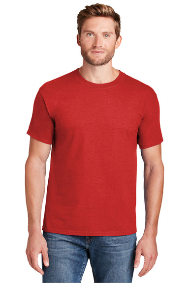 Hanes 5180/518T Mens Beefy-T Short Sleeve Crewneck T-Shirt Athletic Red Front
