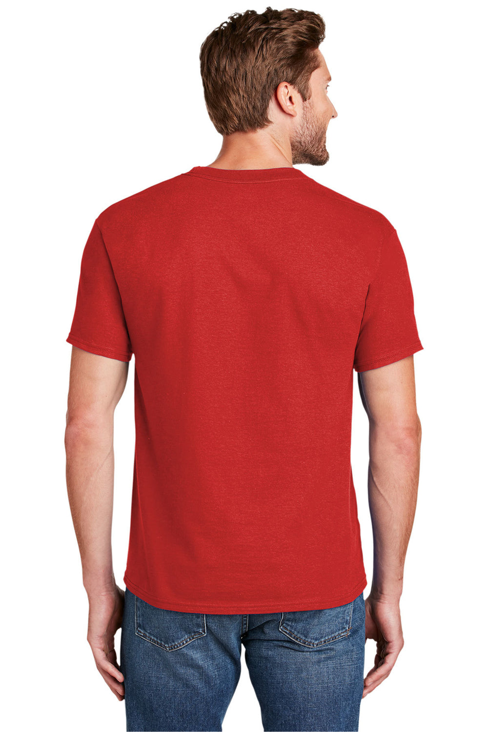Hanes 5180/518T Mens Beefy-T Short Sleeve Crewneck T-Shirt Athletic Red Back