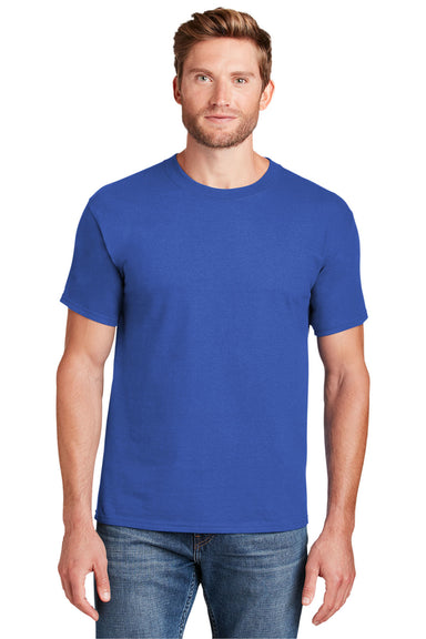 Hanes 5180/518T Mens Beefy-T Short Sleeve Crewneck T-Shirt Blue Bell Breeze Front