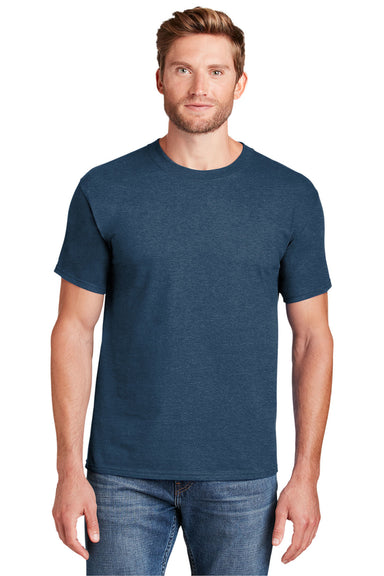 Hanes 5180/518T Mens Beefy-T Short Sleeve Crewneck T-Shirt Heather Blue Front