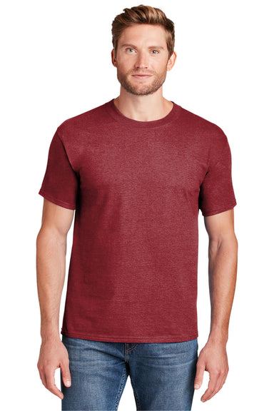 Hanes 5180/518T Mens Beefy-T Short Sleeve Crewneck T-Shirt Heather Red Front