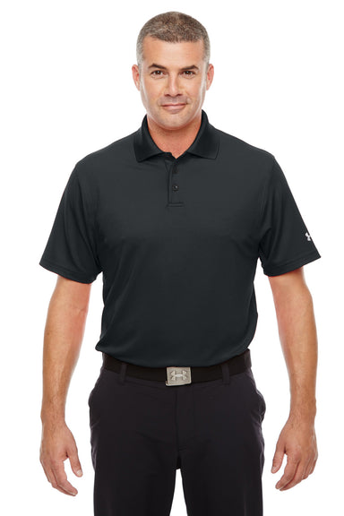 Under Armour 1261172 Mens Corp Performance Snag Resistant Short Sleeve Polo Shirt Black Front
