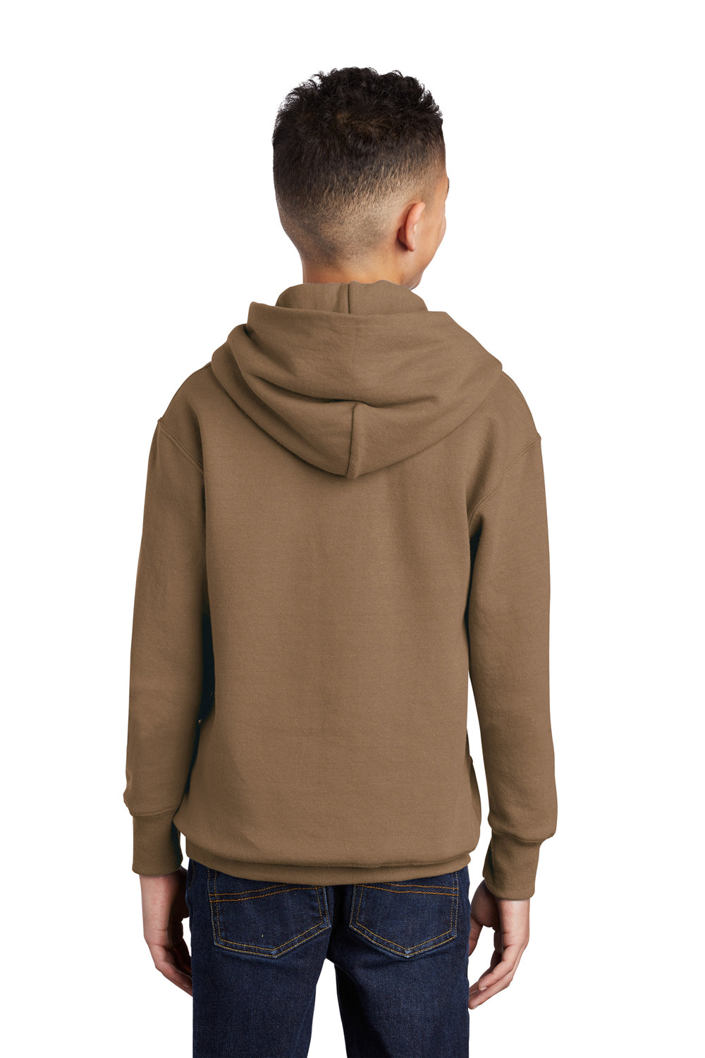 Port & Company PC90YH Youth Core Fleece Hooded Sweatshirt Hoodie Woodland Brown Back