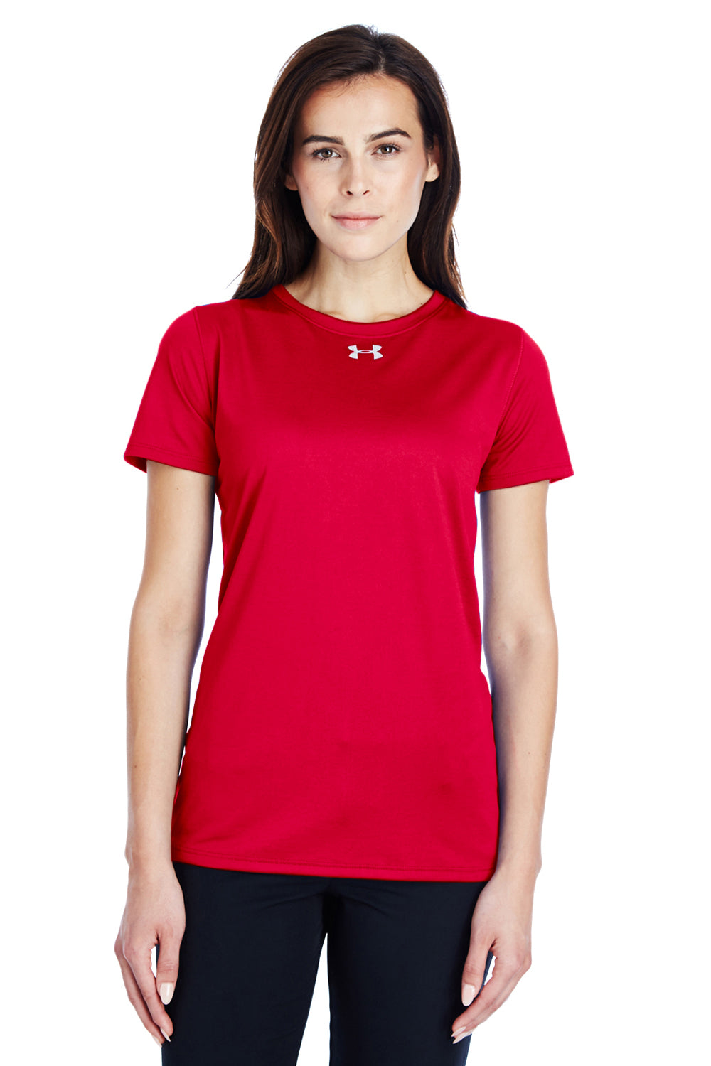 Under Armour 1305510 Womens Locker 2.0 Moisture Wicking Short Sleeve Crewneck T-Shirt Red Front