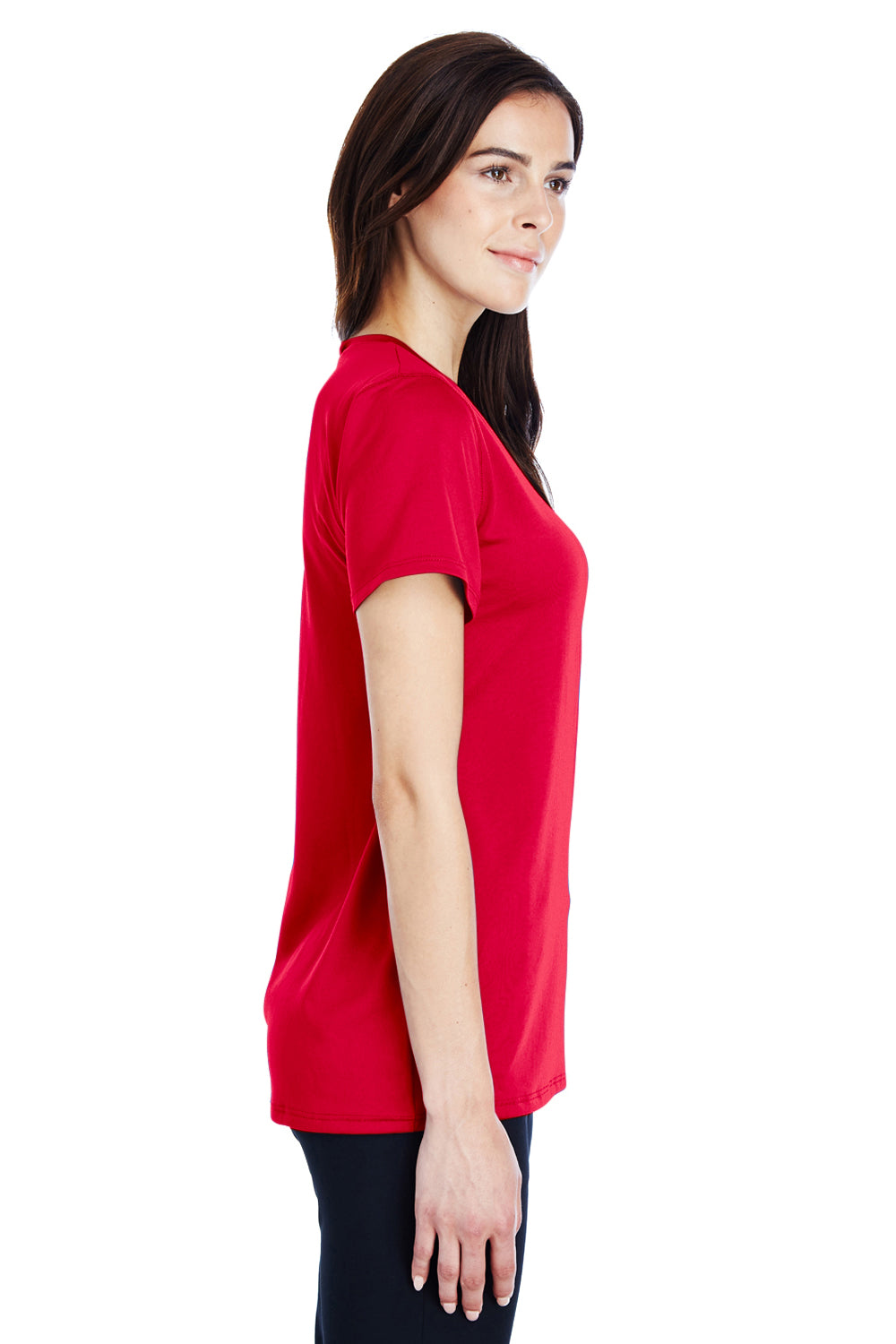 Under Armour 1305510 Womens Locker 2.0 Moisture Wicking Short Sleeve Crewneck T-Shirt Red Side