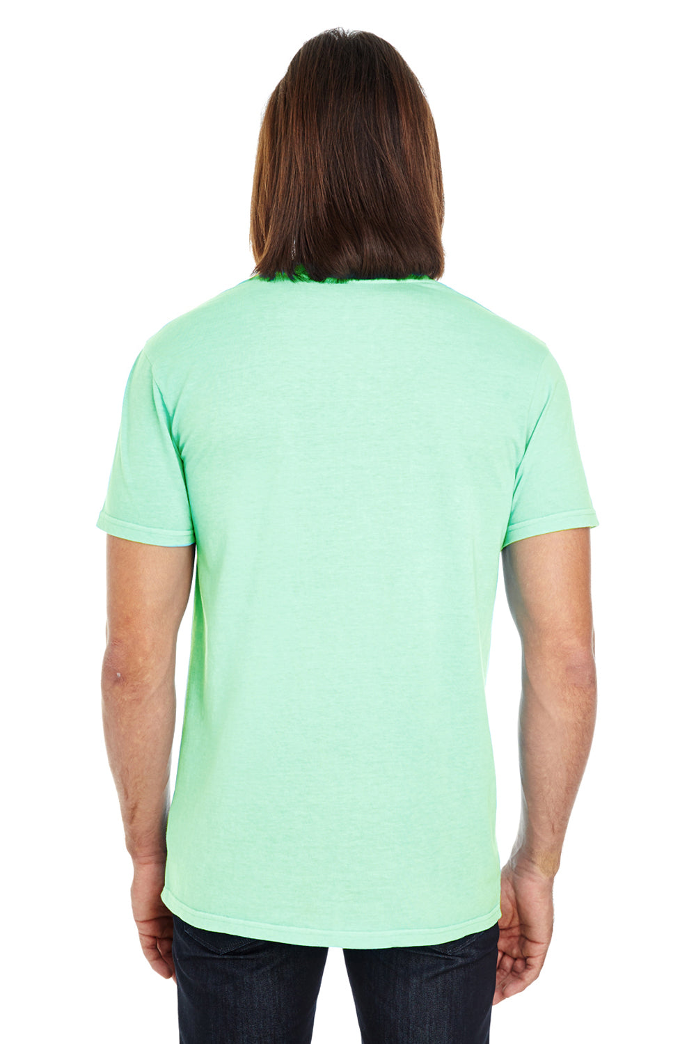 Threadfast Apparel 130A Mens Short Sleeve Crewneck T-Shirt Mint Green Back