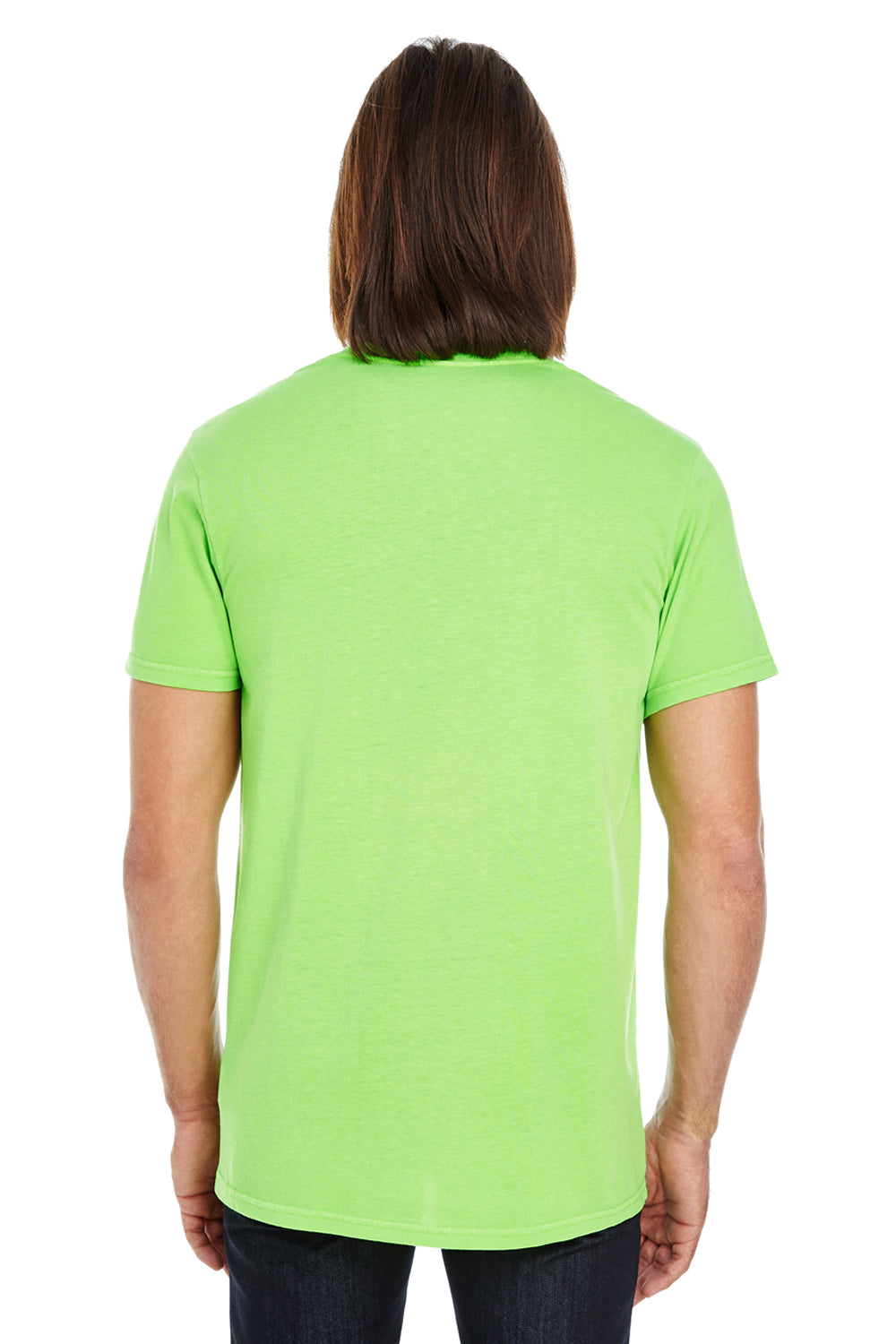 Threadfast Apparel 130A Mens Short Sleeve Crewneck T-Shirt Lime Green Back