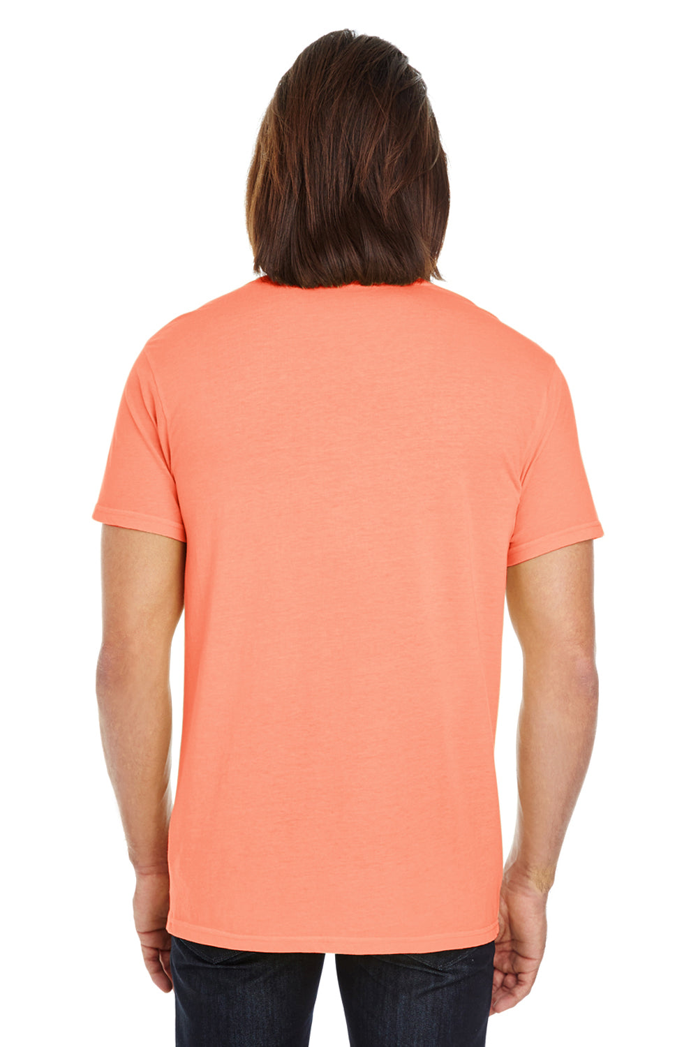 Threadfast Apparel 130A Mens Short Sleeve Crewneck T-Shirt Tangerine Orange Back