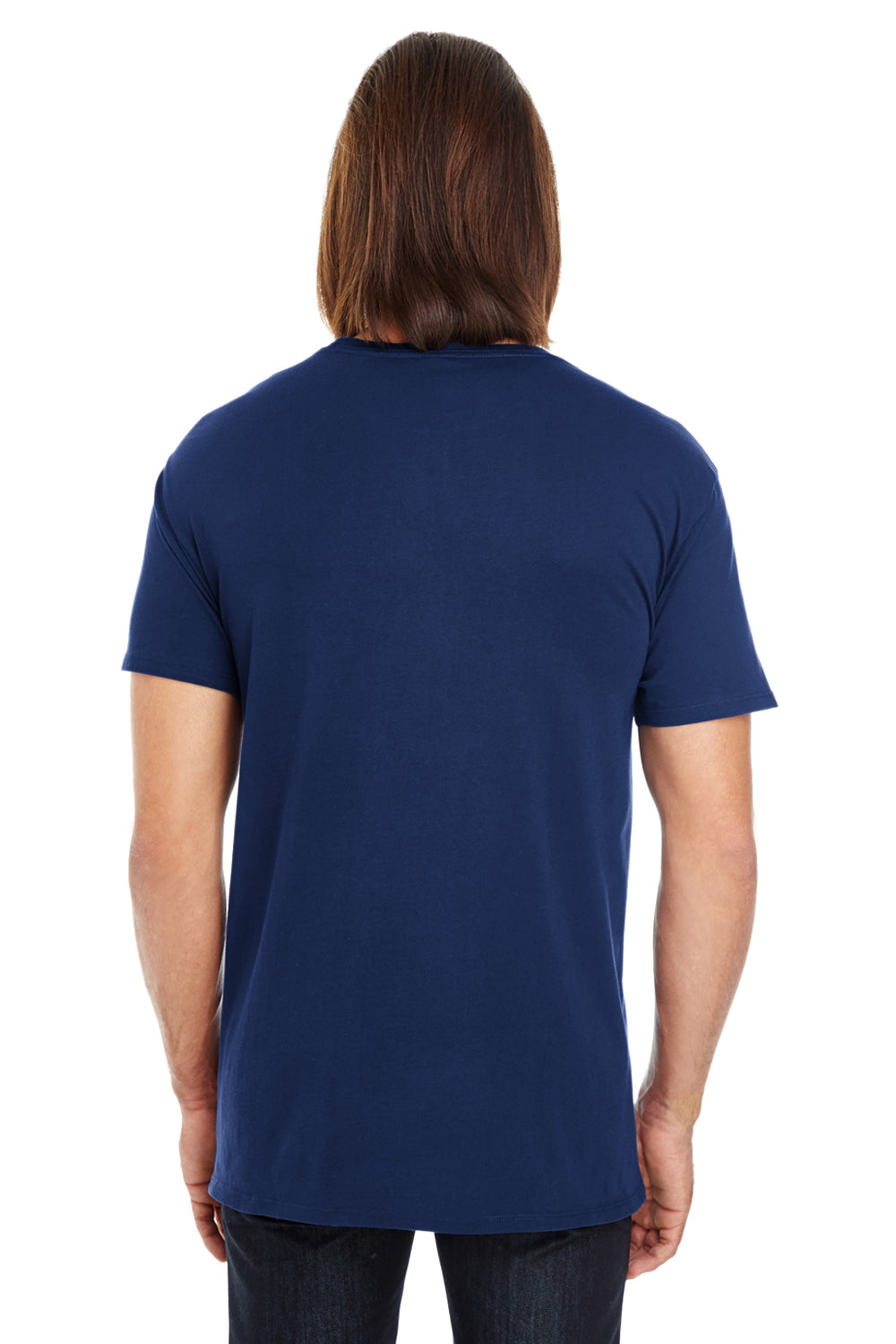 Threadfast Apparel 130A Mens Short Sleeve Crewneck T-Shirt Navy Blue Back